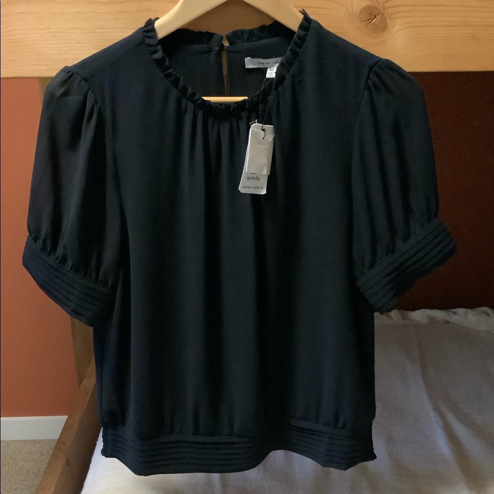 NWT navy blue hem detail blouse